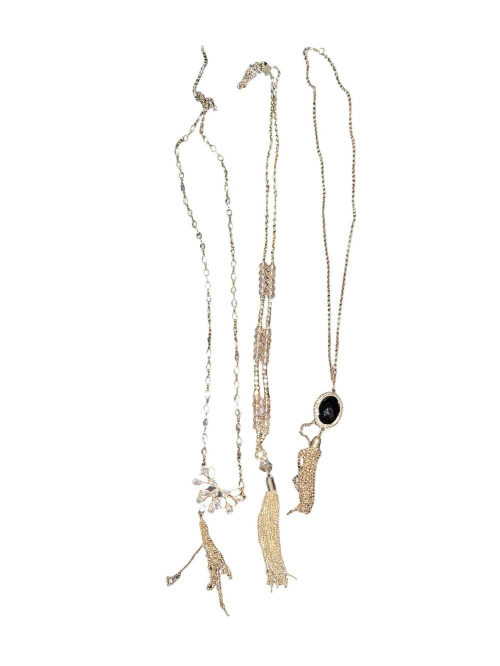 Set of 3 Gold-Tone Fashion Statement Tassel Necklaces